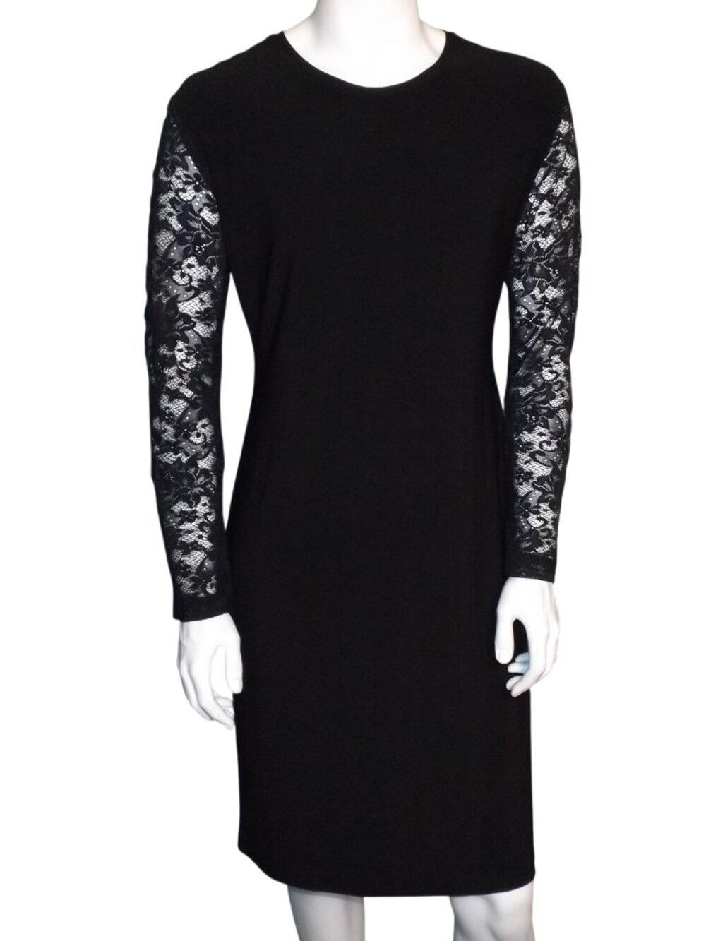 Norma KAMALIKULTURE Dress, XL, Black, Lace Long sleeve, Knee length, stretch
